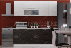 Софт -7 кухонный комплект 2,6 (страйп белый/чёрный глянец) Фант Мебель